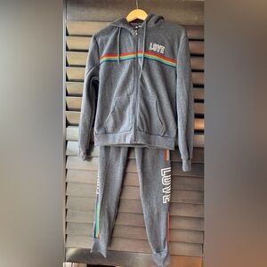 SuperNova Large Hoodie & Pants matching jogger set Pride Rainbow Grey